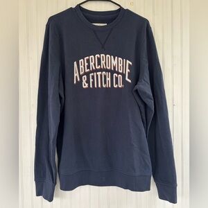 Abercrombie & Fitch Men's Navy Blue French Terry Crewneck Sweatshirt Size LARGE